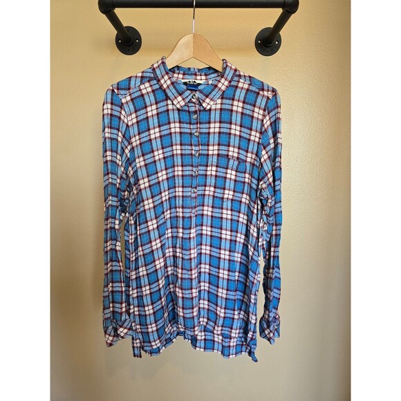Kavu button up plaid shirts size large 100% Rayon - Picture 8 of 9